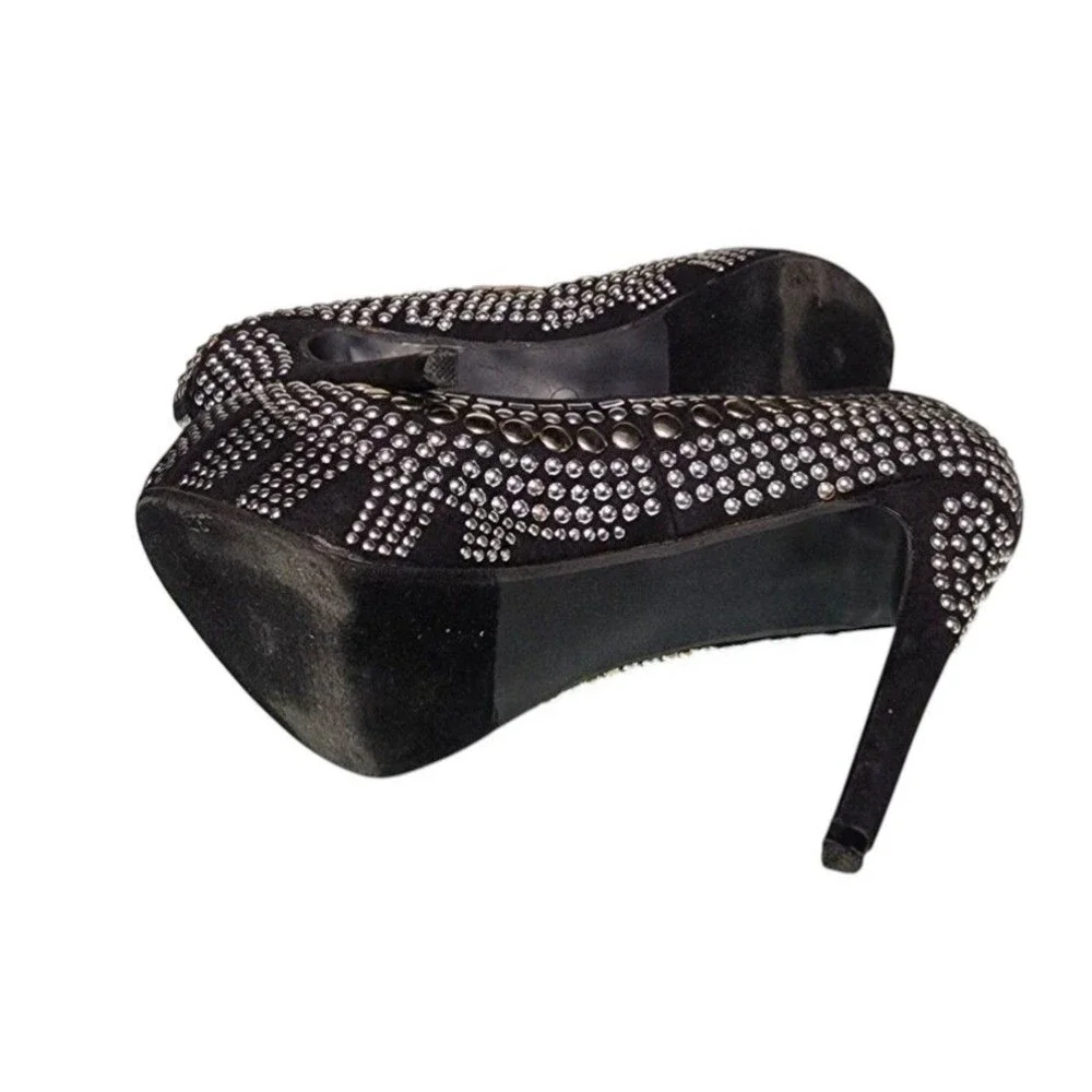 Two Lips 'Studlee' Black Platform Studded Stiletto Pumps Size 9M Clubwear